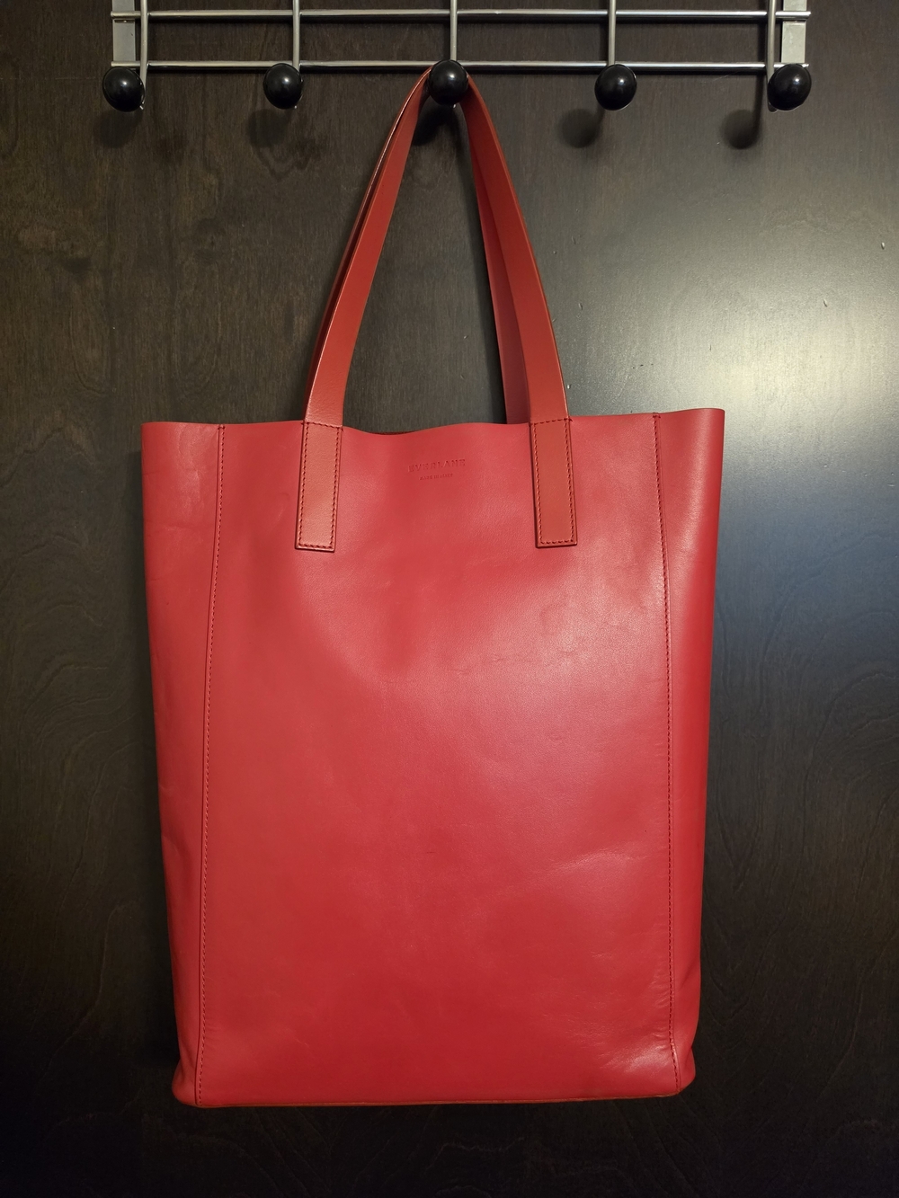 Everlane Red Leather Tote Bag